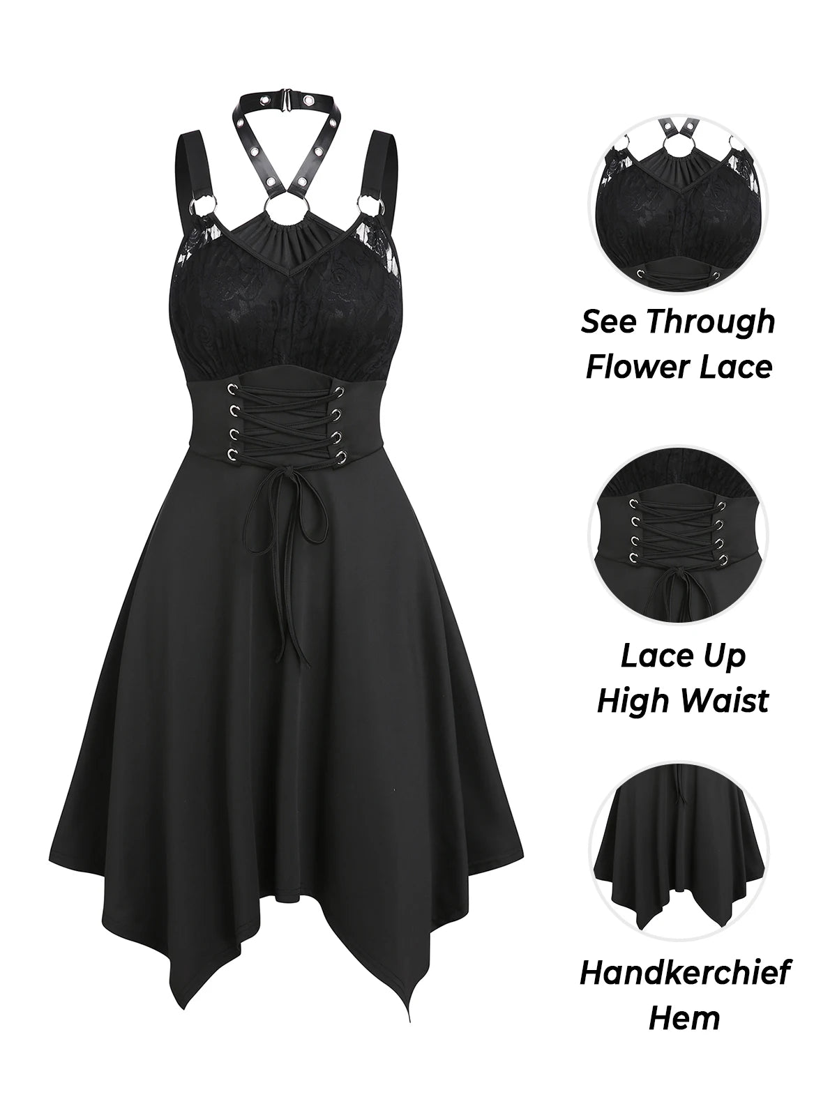Gothic Kawaii Asymmetrical Dress with Alternative Harajuku Streetwear Aesthetic