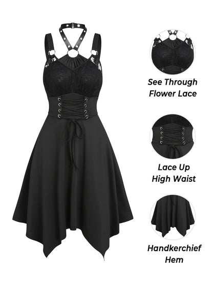 Gothic Kawaii Asymmetrical Dress with Alternative Harajuku Streetwear Aesthetic