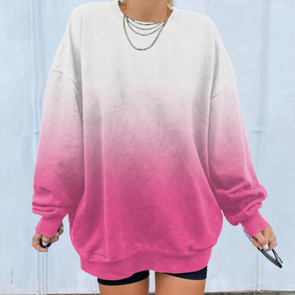 Women's Gradient Oversized Hooded Sweatshirt for Relaxed Contemporary Casual Streetwear Fashion