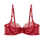Ultra-Thin French Floral Lace Balconette Bra and Sheer Panty Set