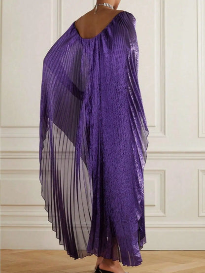 Oversized Pleated Kaftan Maxi Dress with Dramatic Gothic Streetwear Aesthetic