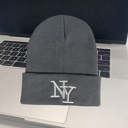 Embroidered Knit Polyester Wool Blend Beanie for Everyday Casual Streetwear Outdoor Winter Style