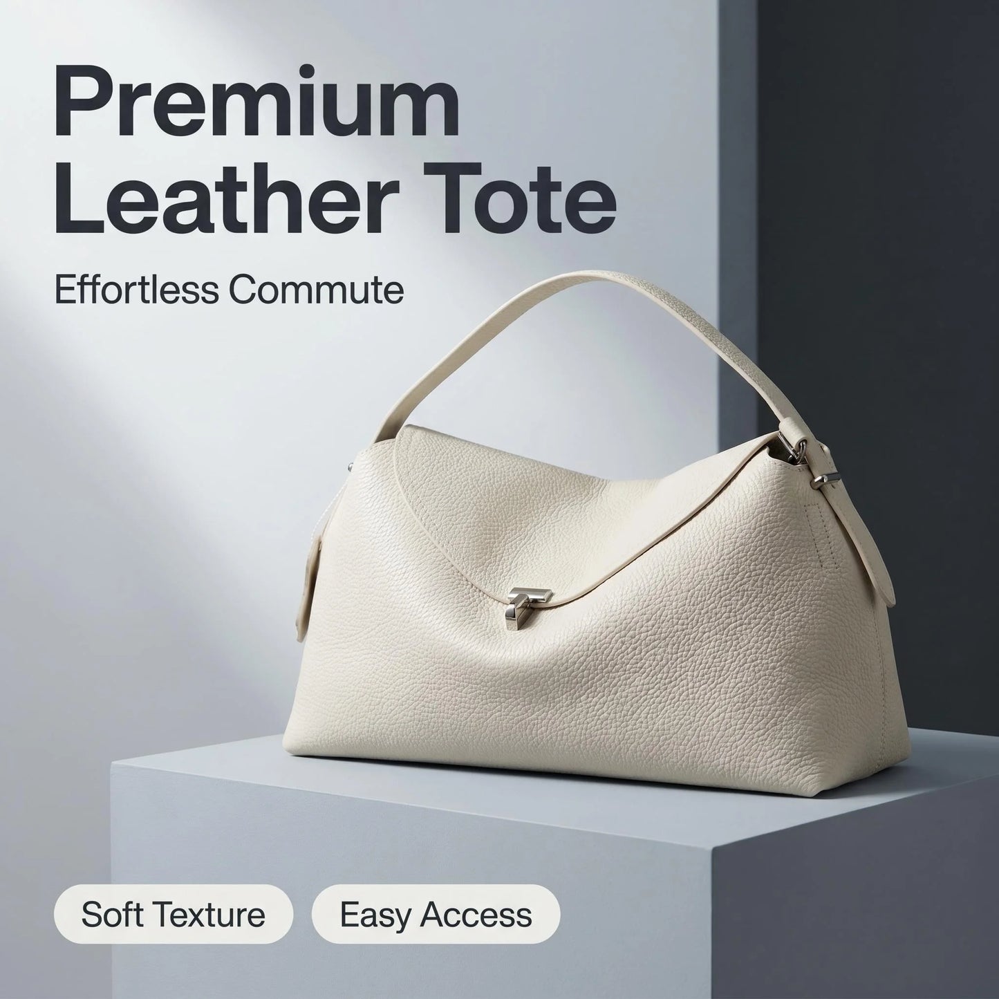 Soft Genuine Leather Bowling Shoulder Bag with Adjustable Strap Design
