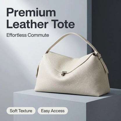 Soft Genuine Leather Bowling Shoulder Bag with Adjustable Strap Design