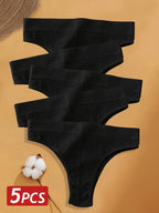 Seven-Piece Cotton Ribbed Low-Rise Bikini Panty Set