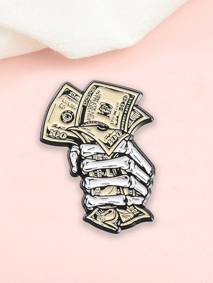 Detailed Skull Statement Enamel Pin for Gothic Punk Alternative Outfits