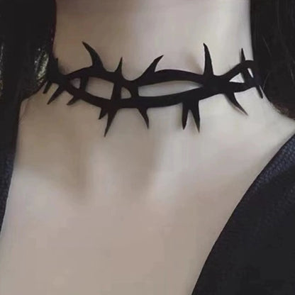 Barbed Thorn Choker Necklace for Gothic Punk Alternative Fashion Styling