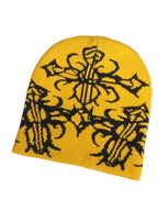 Abstract Jacquard Acrylic Knit Beanie for Modern Streetwear Casual Winter Everyday Fashion Style