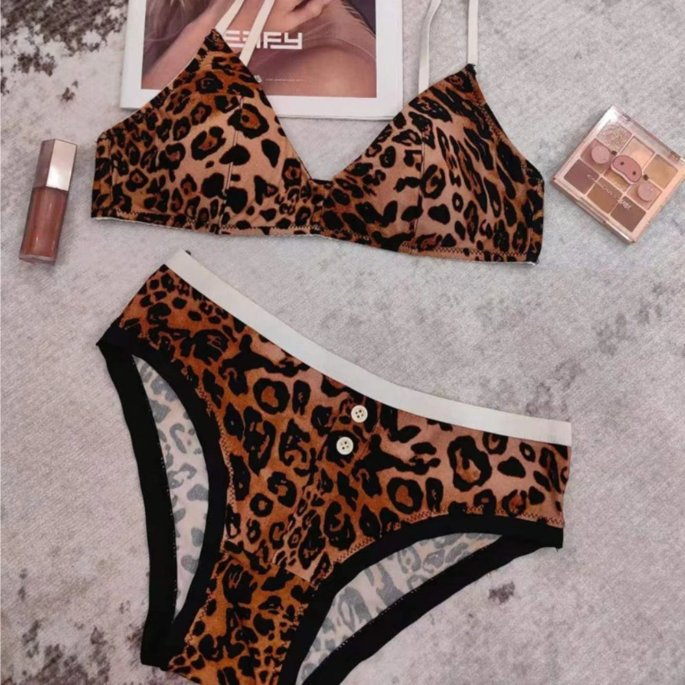 Playful Cherry Print Wire-Free Triangle Bralette and Panty Set