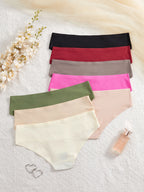 8-Piece Seamless Low-Rise Panty Set with Subtle Heart and Letter Appliqué