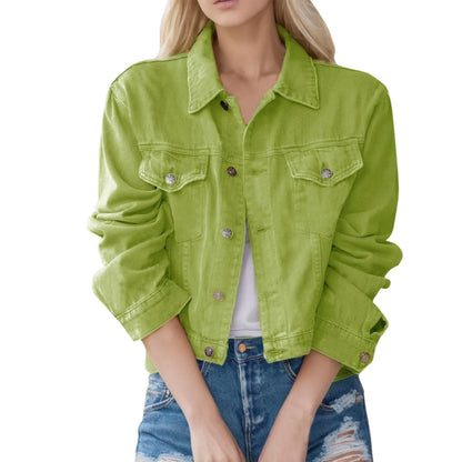 Slim Fit Denim Style Jacket with Classic Button Front Casual Outerwear
