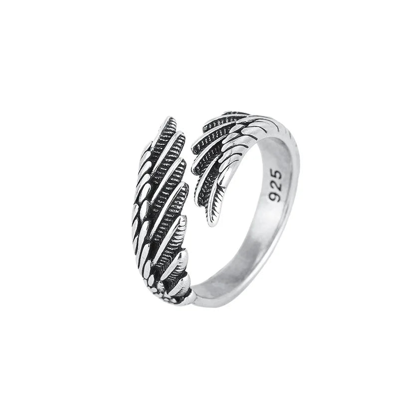 Vintage Angel Wing Wrap Ring with Elegant Dark Feminine Statement Design