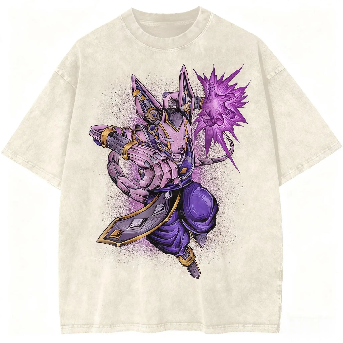 Arcane Guardian Anime Graphic Oversized Washed Cotton Streetwear Casual T-Shirt