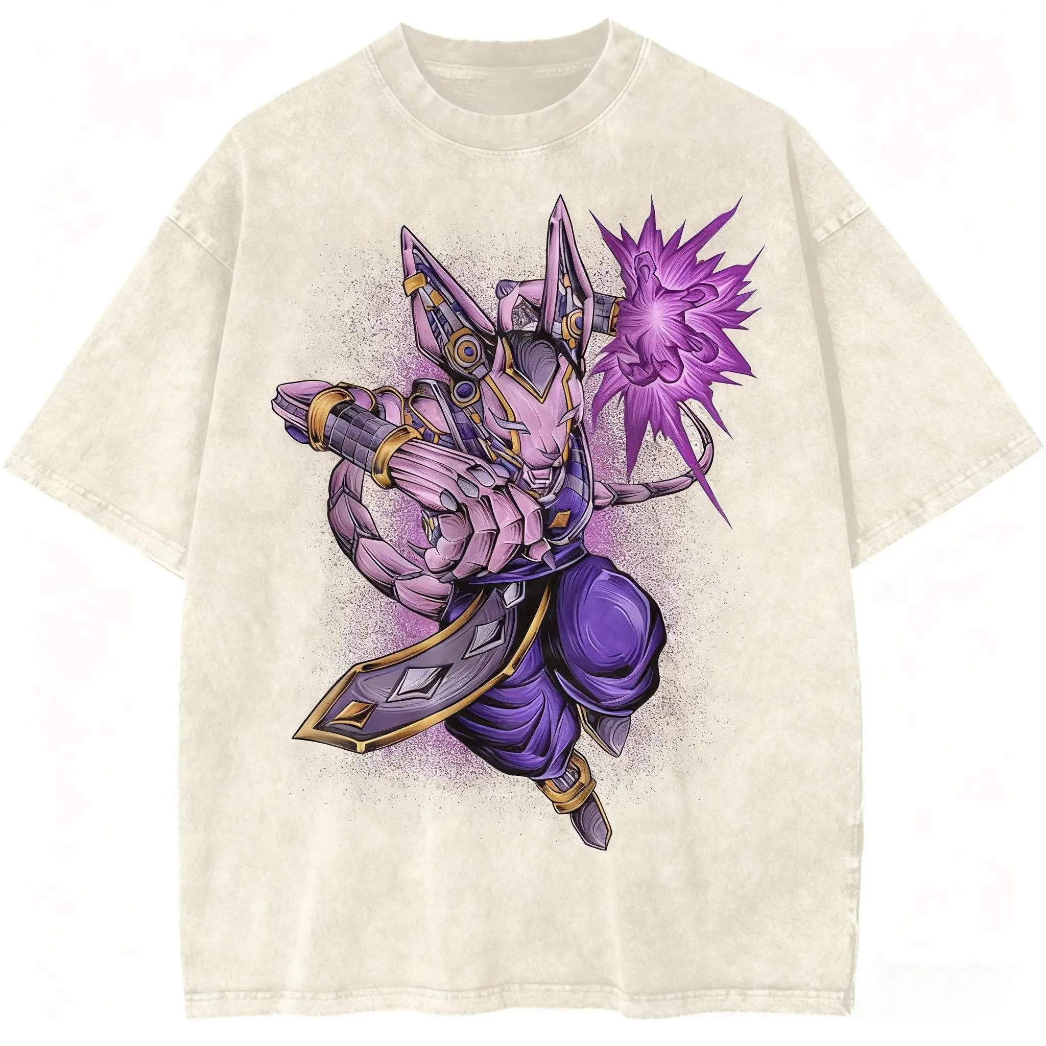 Arcane Guardian Anime Graphic Oversized Washed Cotton Streetwear Casual T-Shirt