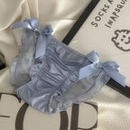 Glossy Ruffled Brief Panty with Delicate Bow Accents
