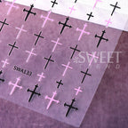 Gothic Cross Nail Art Stickers for Alternative Fashion Manicure Styling