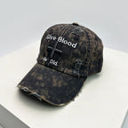 Vintage Embroidered Adjustable Cotton Baseball Cap with Distressed Finish for Casual Streetwear Fashion