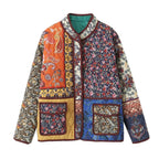 Women's Quilted Patchwork Padded Jacket Relaxed Casual Winter Hooded Outerwear Coat
