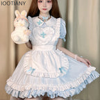 Sweet Pink Lolita Nurse-Maid Cosplay Dress with Cross Emblem and Ruffle Trims