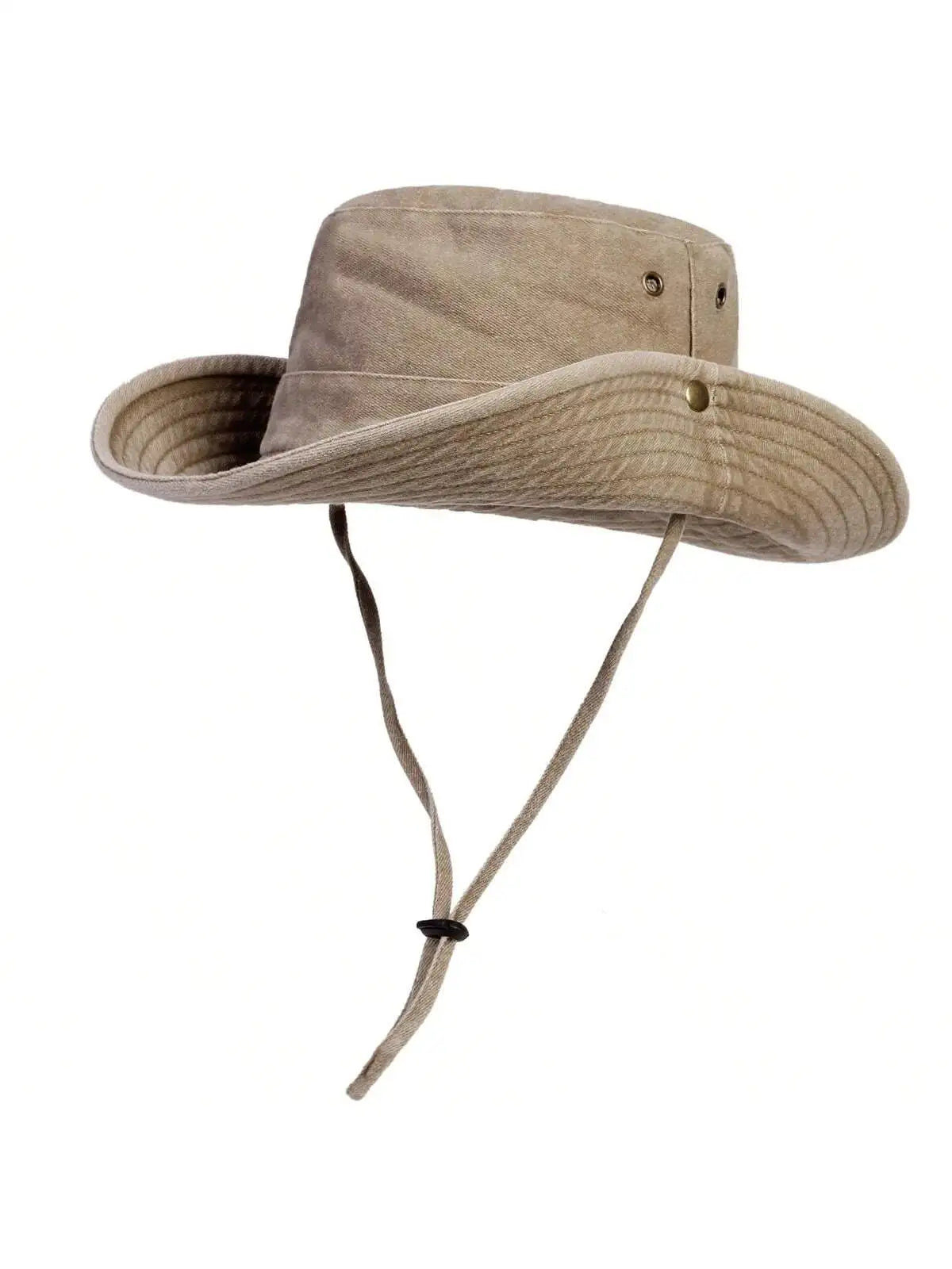 Wide Brim Cotton Bucket Hat with Adjustable Chin Cord for Outdoor Travel and Everyday Wear