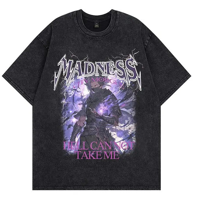 Dark Fantasy Manga Oversized Vintage Washed Streetwear Graphic T-Shirt