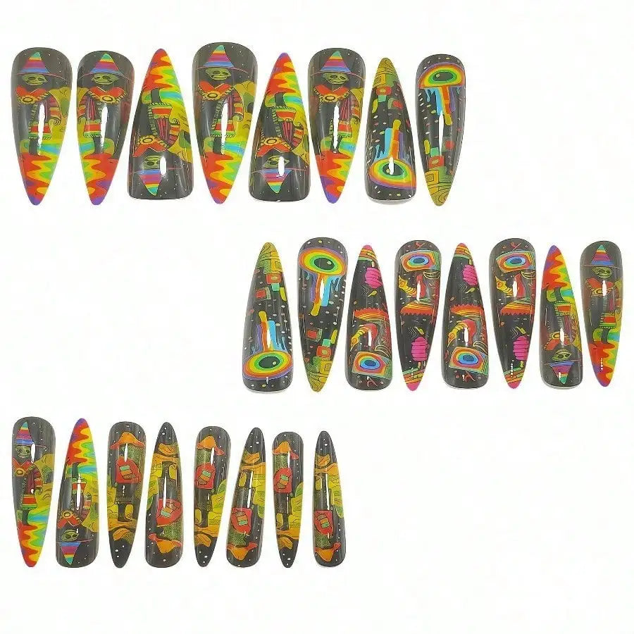 Psychedelic Alternative Stiletto Press-On Nail Art Set