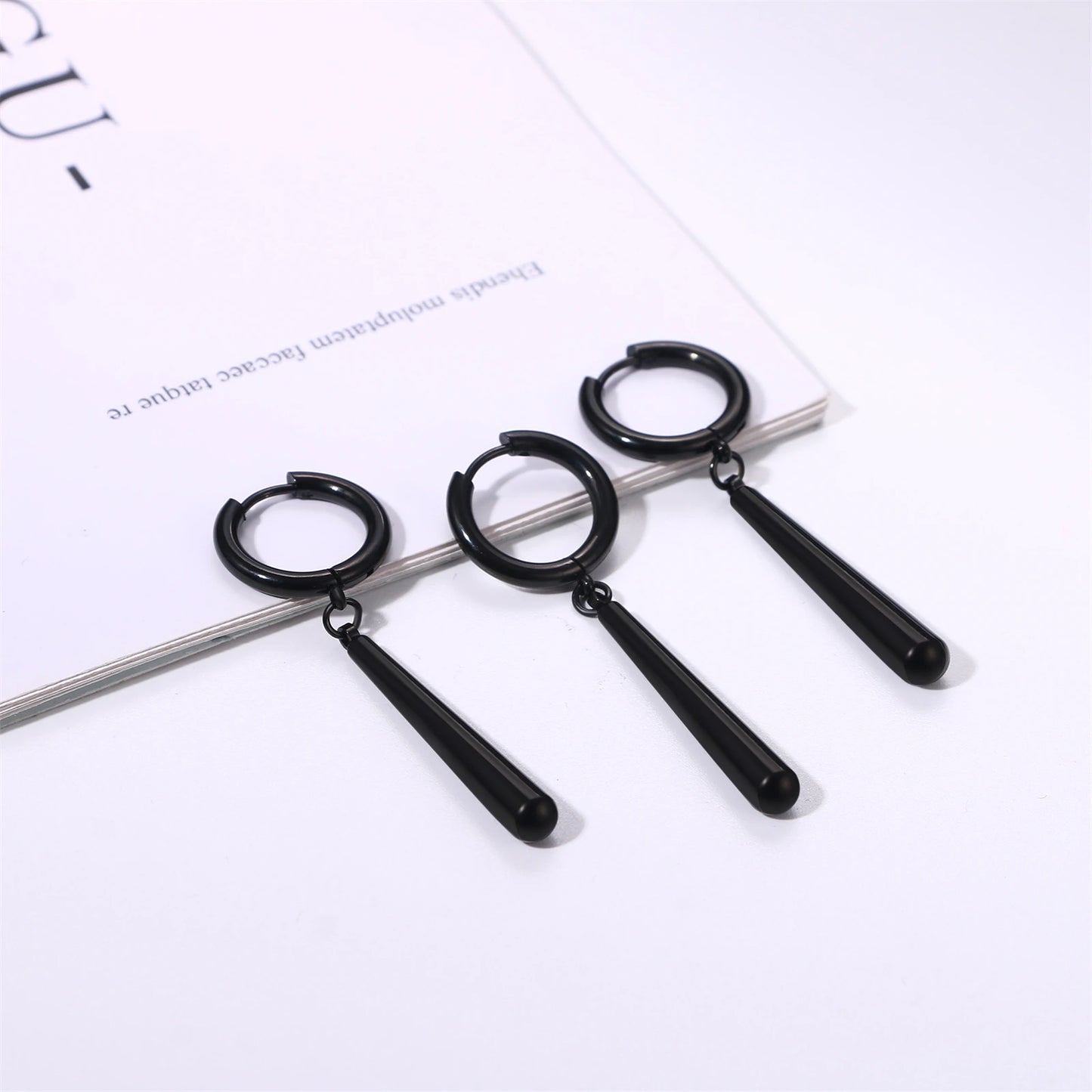 Minimalist Triple Hoop Drop Earrings for Punk and Alternative Fashion Looks