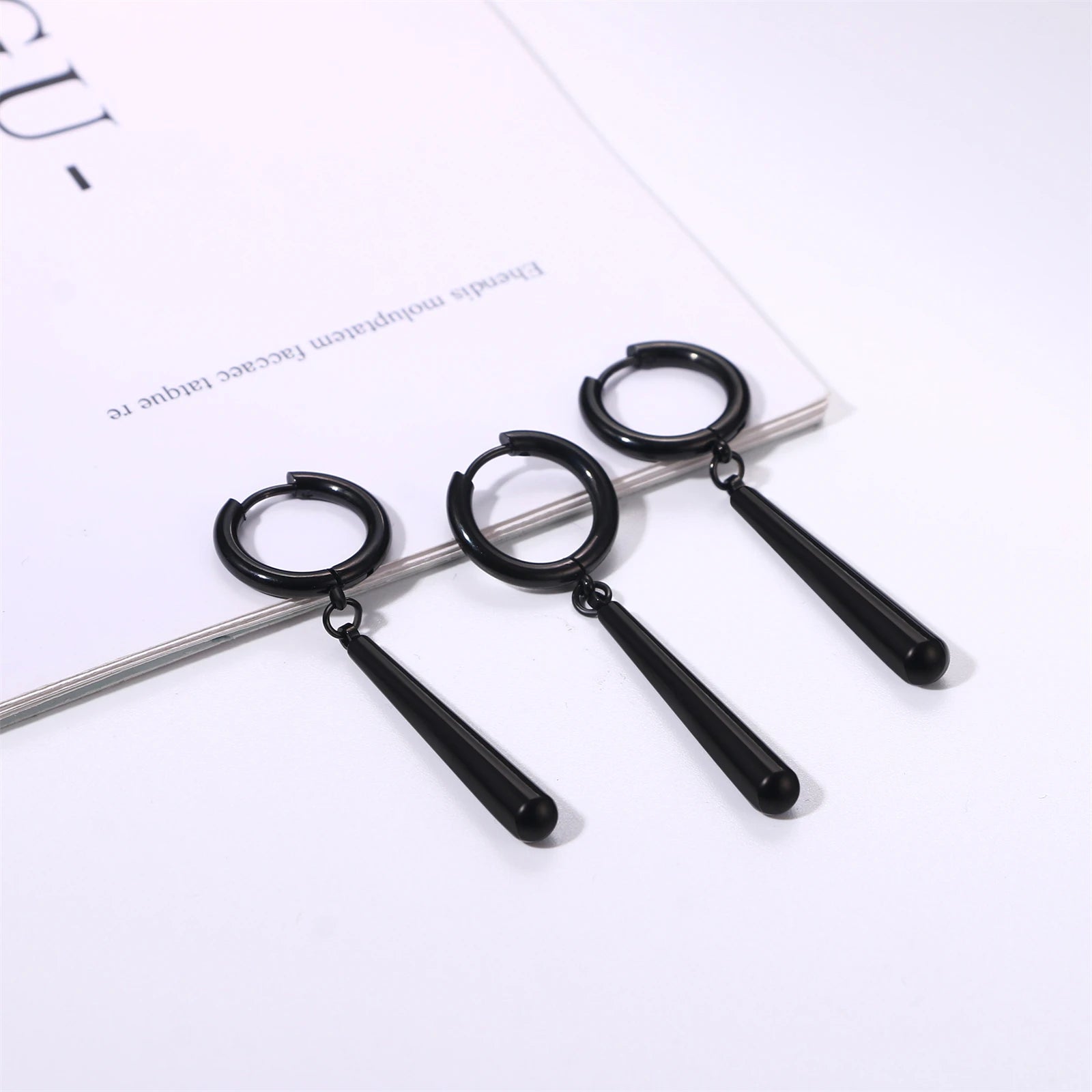 Minimalist Triple Hoop Drop Earrings for Punk and Alternative Fashion Looks