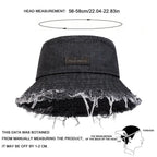 Distressed Denim Bucket Hat Frayed Brim Casual Streetwear Fisherman Outdoor Cap