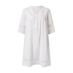V-Neck Lace Panel Swing Mini Dress with Relaxed Flowy Silhouette