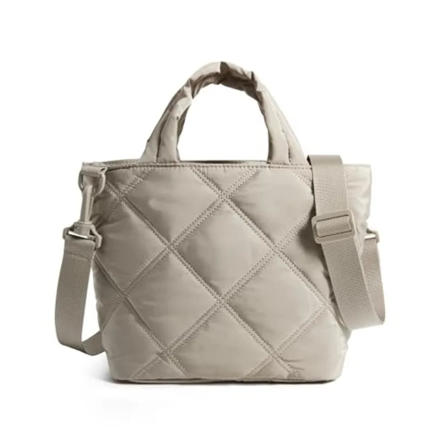 Quilted Puffer Crossbody Tote Bag with Lightweight Everyday Carry