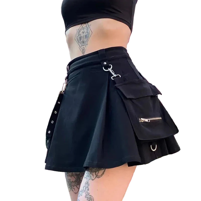 High Waist Utility Pocket Mini Skirt Punk Inspired Alternative Fashion Bottom