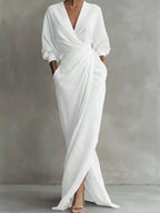 Minimalist Draped Maxi Dress with Relaxed Elegant Fashion Styling