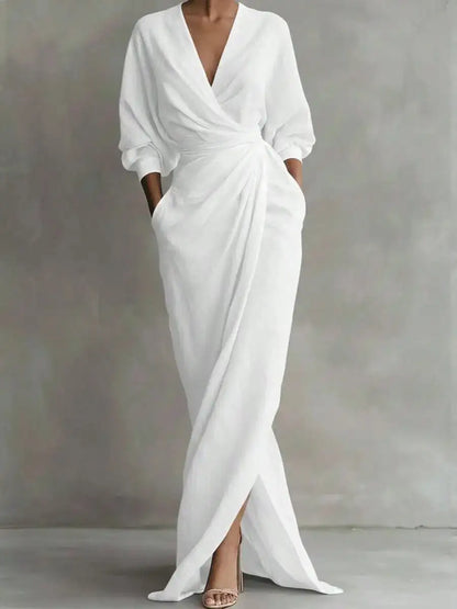 Minimalist Draped Maxi Dress with Relaxed Elegant Fashion Styling