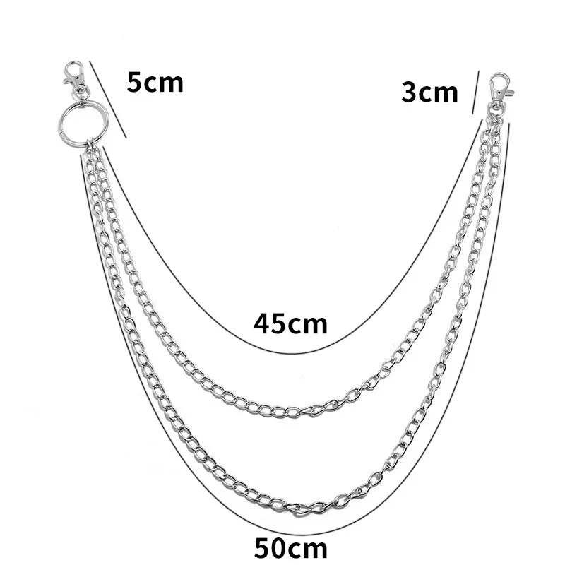 Double Layer Wallet Chain with Ring Clip for Punk Streetwear Styling