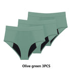 Three-Piece High-Waisted Absorbent Brief Set in Solid Tones