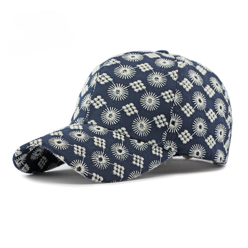Retro Floral Pattern Baseball Cap Adjustable Curved Brim Casual Streetwear Fashion Hat