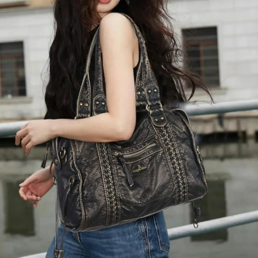 Oversized Vegan Leather Hobo Bag with Slouchy Everyday Shoulder Design