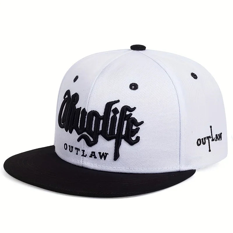 Embroidered Flat Brim Snapback Cap Adjustable Urban Streetwear Baseball Fashion Hat
