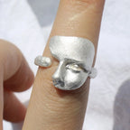 Mystical Face Open Ring for Gothic Alternative and Avant Garde Styling