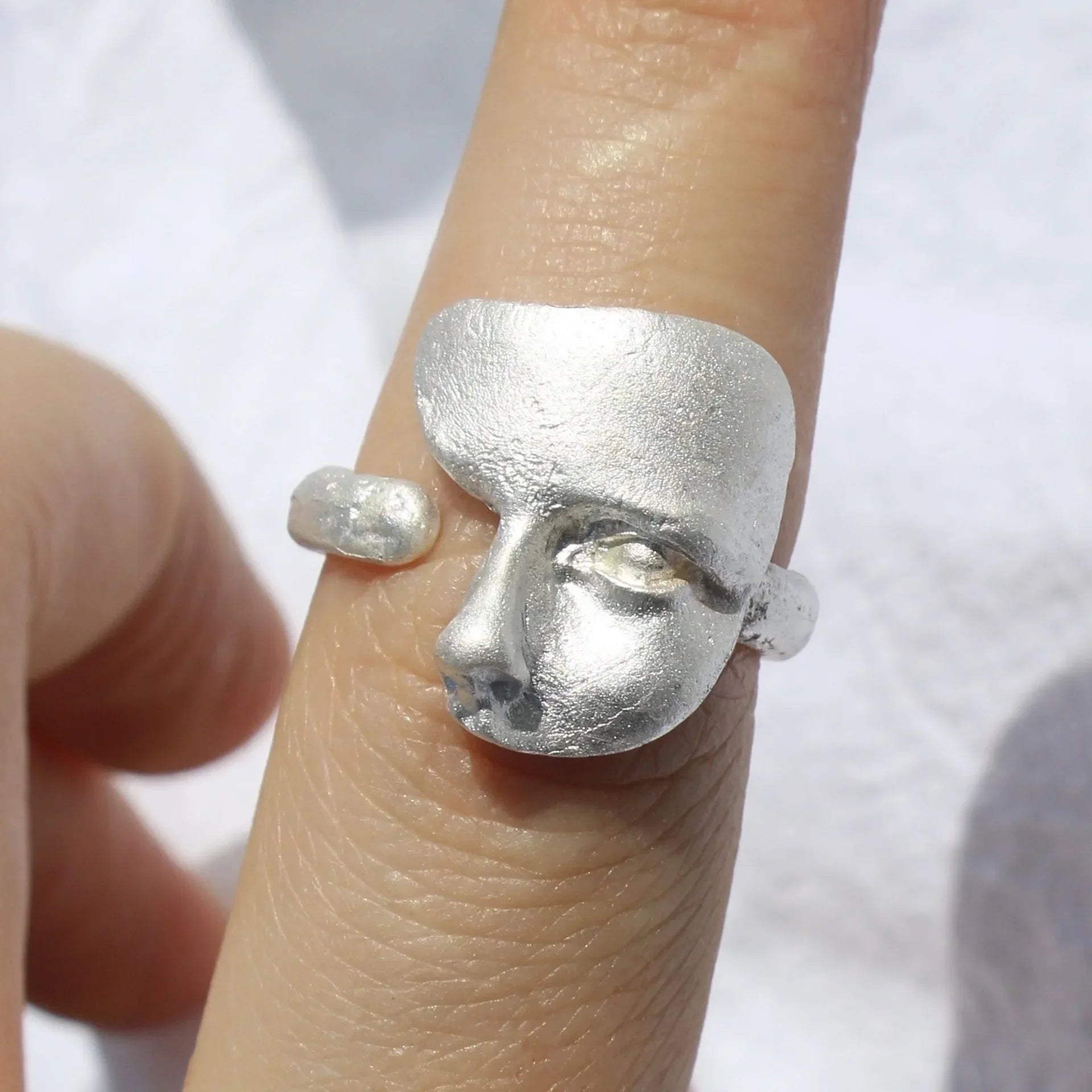 Mystical Face Open Ring for Gothic Alternative and Avant Garde Styling