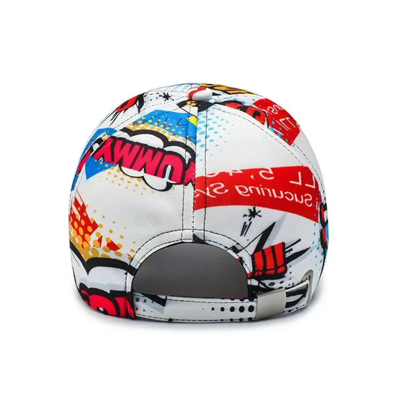 Abstract Graphic Print Adjustable Cotton Baseball Cap for Modern Streetwear and Casual Everyday Style