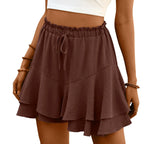 High Waist Flowy Tiered Skort with Ruffle Layers A-Line Silhouette