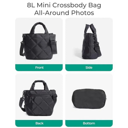Quilted Puffer Crossbody Tote Bag with Lightweight Everyday Carry