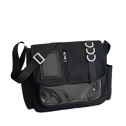 Utility Nylon Crossbody Messenger Bag with Multi Panel Streetwear Styling