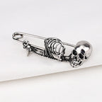 Dark Skull Safety Pin Brooch for Punk Gothic Alternative Fashion