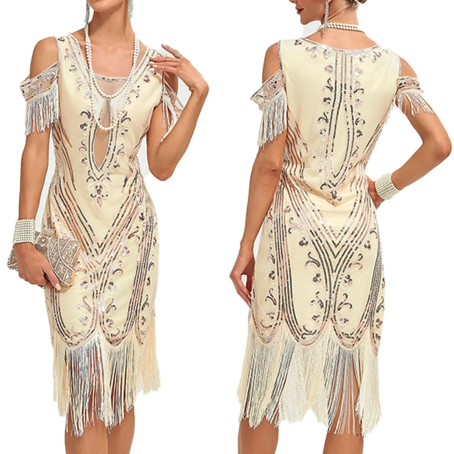 Elegant Gothic Fringe Dress with Anime-Inspired Vintage Party Styling