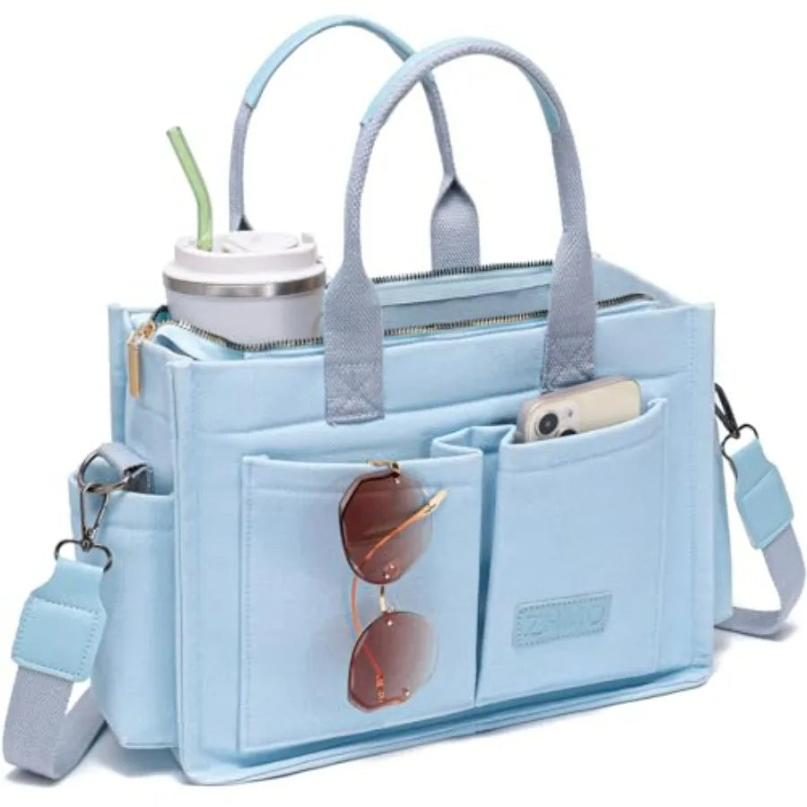 Utility Style Large Capacity Tote Shoulder Bag with Multi Pocket Design