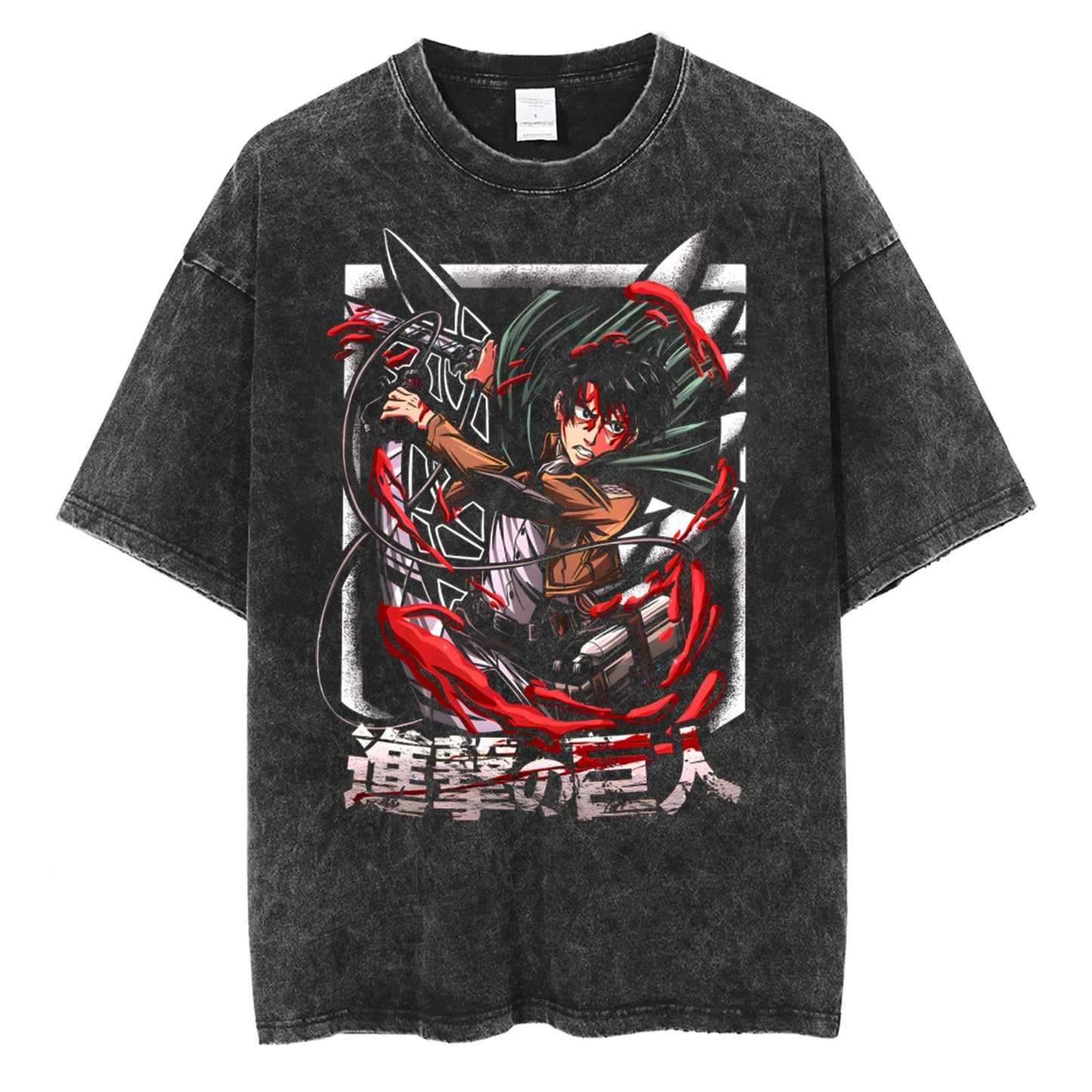 Cyber Anime Goth Graphic Oversized Washed Cotton Streetwear T-Shirt