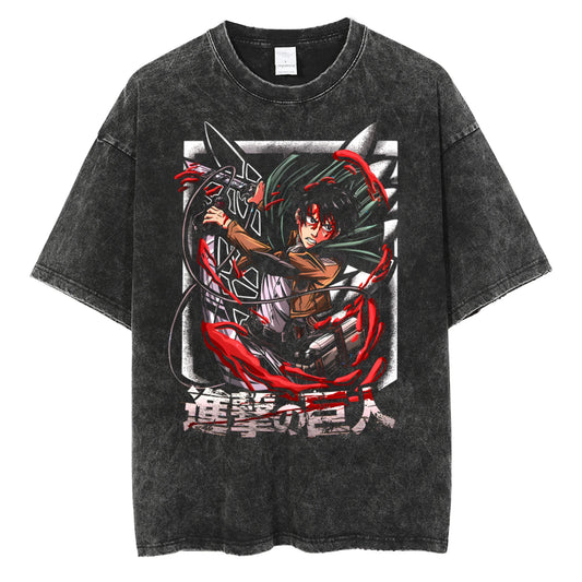 Cyber Anime Goth Graphic Oversized Washed Cotton Streetwear T-Shirt